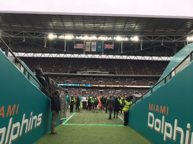 Miami Dolphins tunnel at Wembley Stadium for the NFL London game
