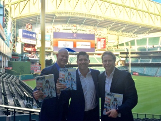 Brian Dubiski, Tom Zenner, Thomas Hensey promoting the Astros Championship book